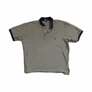 Polo Ralph Lauren Navy and White Striped Polo Shirt — Size XXL